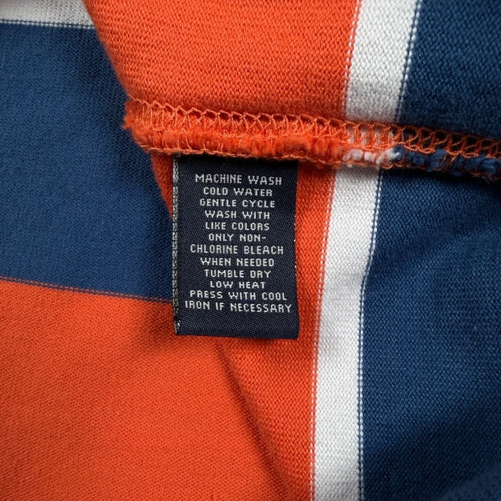 VTG Ralph Lauren Polo Jeans Co Rugby Shirt Mens Large Orange Navy Stripe 90s Y2K